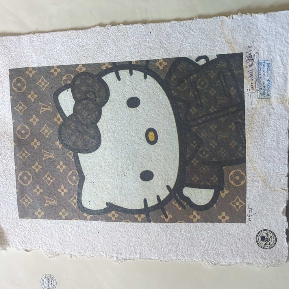 Hello Kitty Art Fairchild Paris LV Print Poster with Brown and Black Design